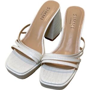 SIMMI London White Strappy Chunky Heeled Sandals. Size 7.